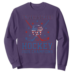 Hockey Champions 2026 Sweatshirt Patriotic Ice Hockey Fan TS14 Purple Print Your Wear