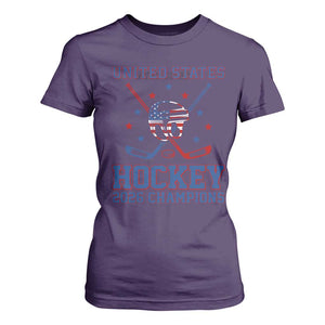 Hockey Champions 2026 T Shirt For Women Patriotic Ice Hockey Fan TS14 Purple Print Your Wear