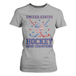 Hockey Champions 2026 T Shirt For Women Patriotic Ice Hockey Fan TS14 Sport Gray Print Your Wear
