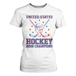 Hockey Champions 2026 T Shirt For Women Patriotic Ice Hockey Fan TS14 White Print Your Wear