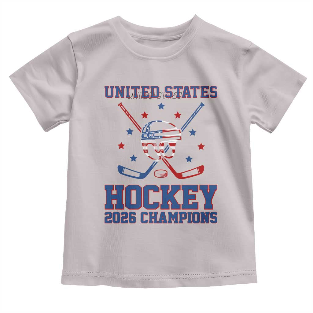 Hockey Champions 2026 Toddler T Shirt Patriotic Ice Hockey Fan TS14 Ice Gray Print Your Wear