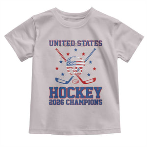 Hockey Champions 2026 Toddler T Shirt Patriotic Ice Hockey Fan TS14 Ice Gray Print Your Wear