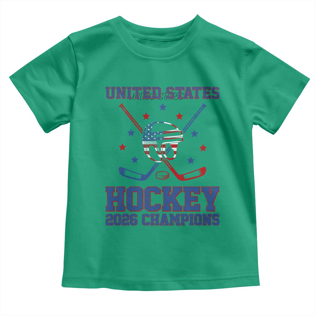 Hockey Champions 2026 Toddler T Shirt Patriotic Ice Hockey Fan TS14 Irish Green Print Your Wear