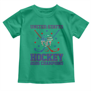 Hockey Champions 2026 Toddler T Shirt Patriotic Ice Hockey Fan TS14 Irish Green Print Your Wear