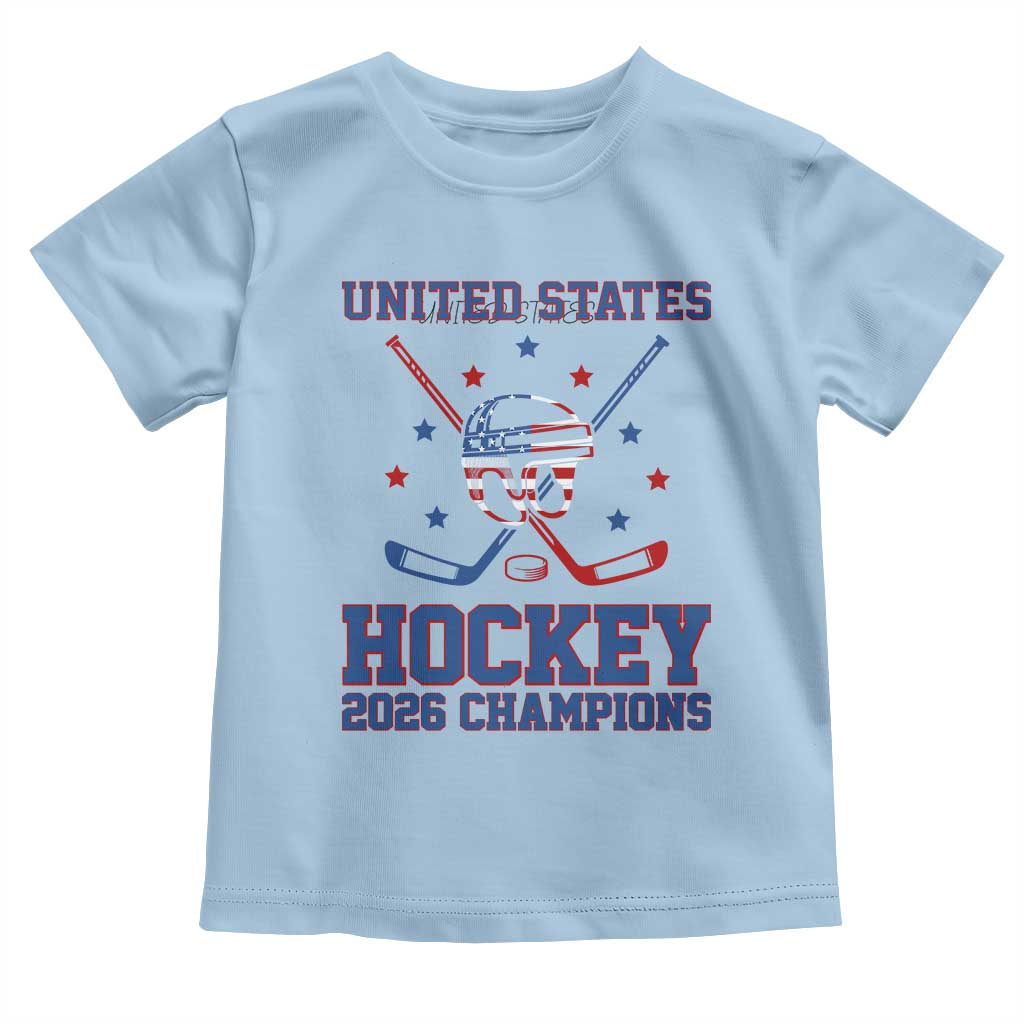 Hockey Champions 2026 Toddler T Shirt Patriotic Ice Hockey Fan TS14 Light Blue Print Your Wear