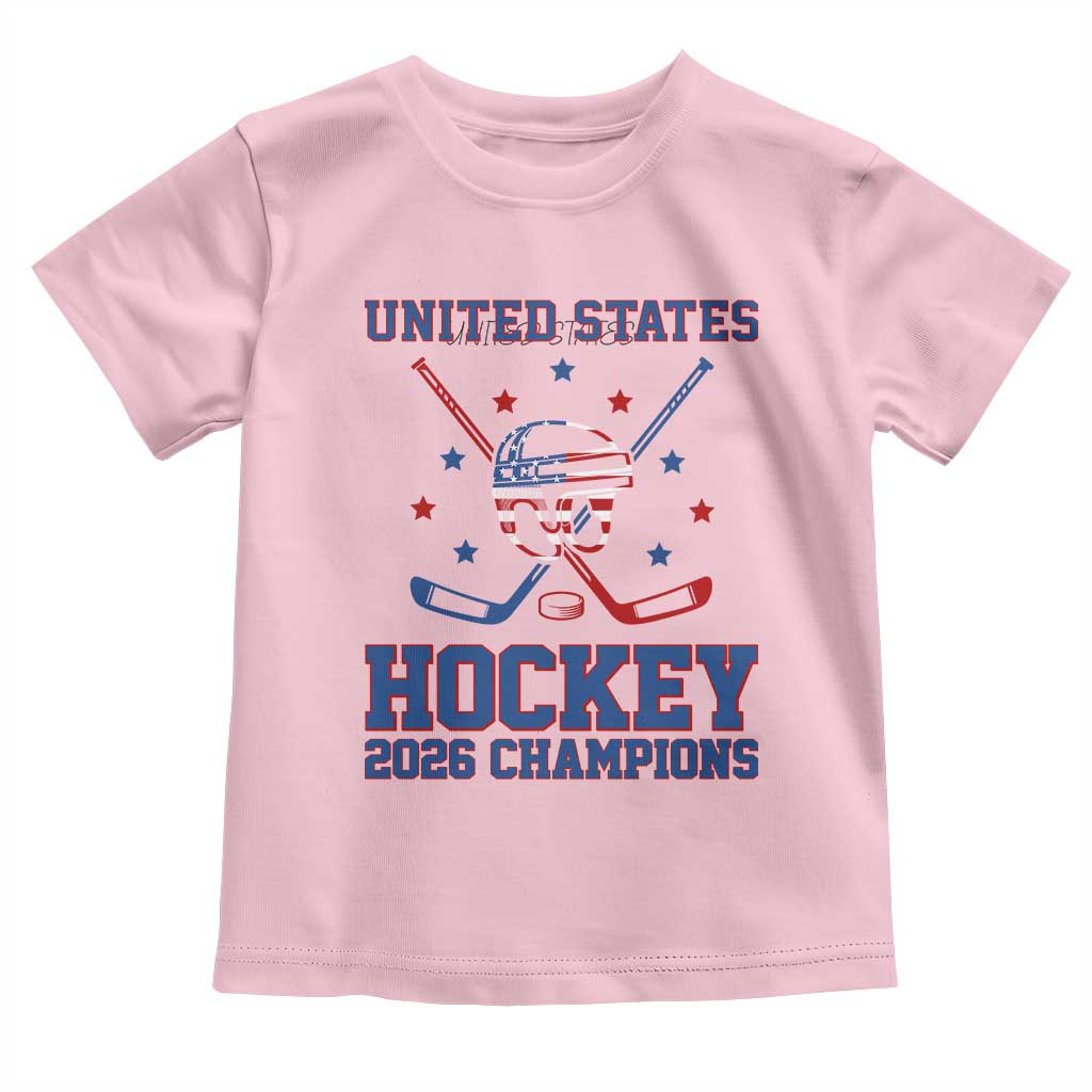 Hockey Champions 2026 Toddler T Shirt Patriotic Ice Hockey Fan TS14 Light Pink Print Your Wear