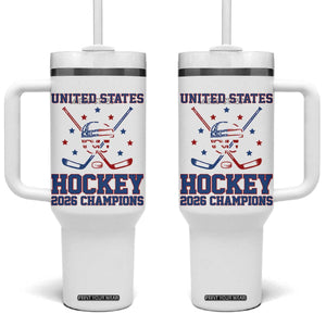Hockey Champions 2026 Tumbler With Handle Patriotic Ice Hockey Fan TS14 One Size: 40 oz White Print Your Wear