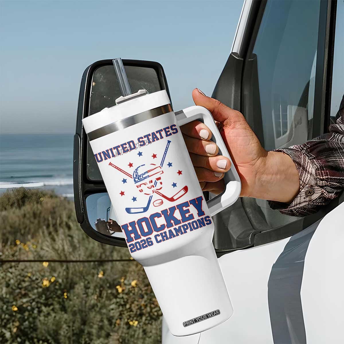Hockey Champions 2026 Tumbler With Handle Patriotic Ice Hockey Fan TS14 Print Your Wear