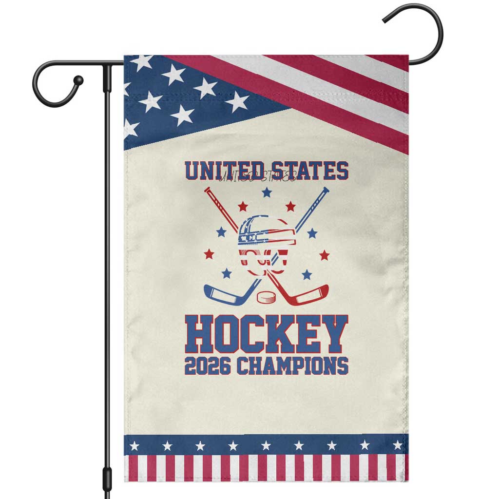Hockey Champions 2026 Patriotic Garden Flag Ice Hockey Fan TS14 Modern Beige Blue Print Your Wear