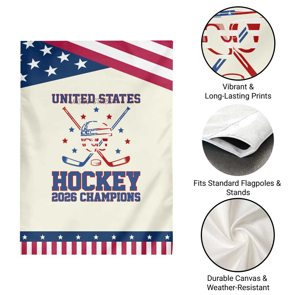 Hockey Champions 2026 Patriotic Garden Flag Ice Hockey Fan TS14 Print Your Wear