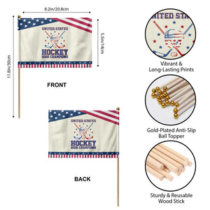 Hockey Champions 2026 Patriotic Handheld Flag Ice Hockey Fan TS14 Print Your Wear