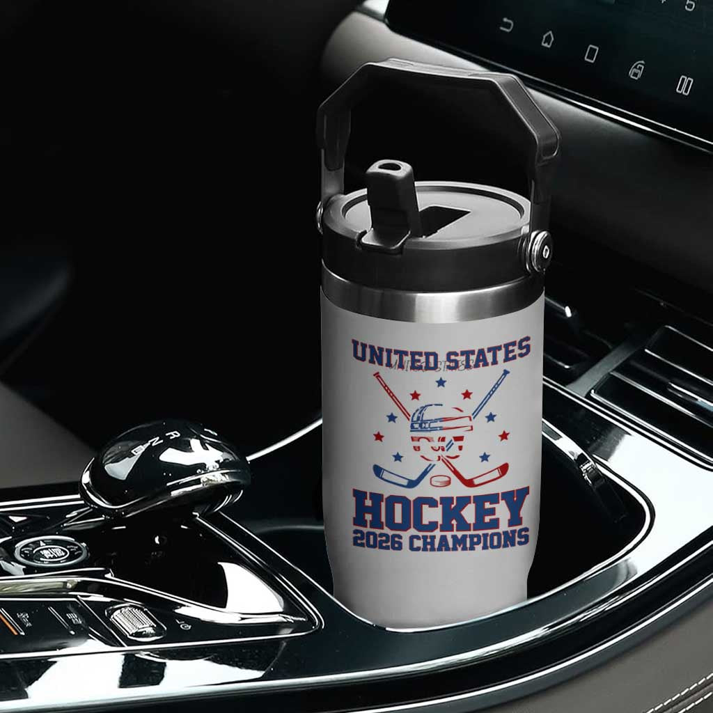 Hockey Champions 2026 Flip Straw Tumbler Patriotic Ice Hockey Fan TS14 Print Your Wear