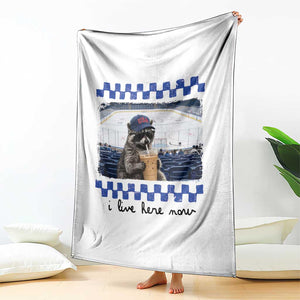 Hockey Mom Raccoon Iced Coffee Throw Blanket I Live Here Now TS14 Print Your Wear