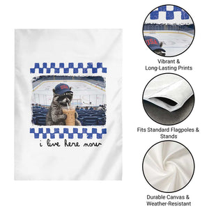 Hockey Mom Raccoon Iced Coffee Garden Flag I Live Here Now TS14 Print Your Wear