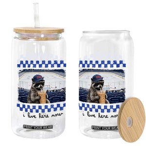 Hockey Mom Raccoon Iced Coffee Glass Can I Live Here Now TS14 Print Your Wear