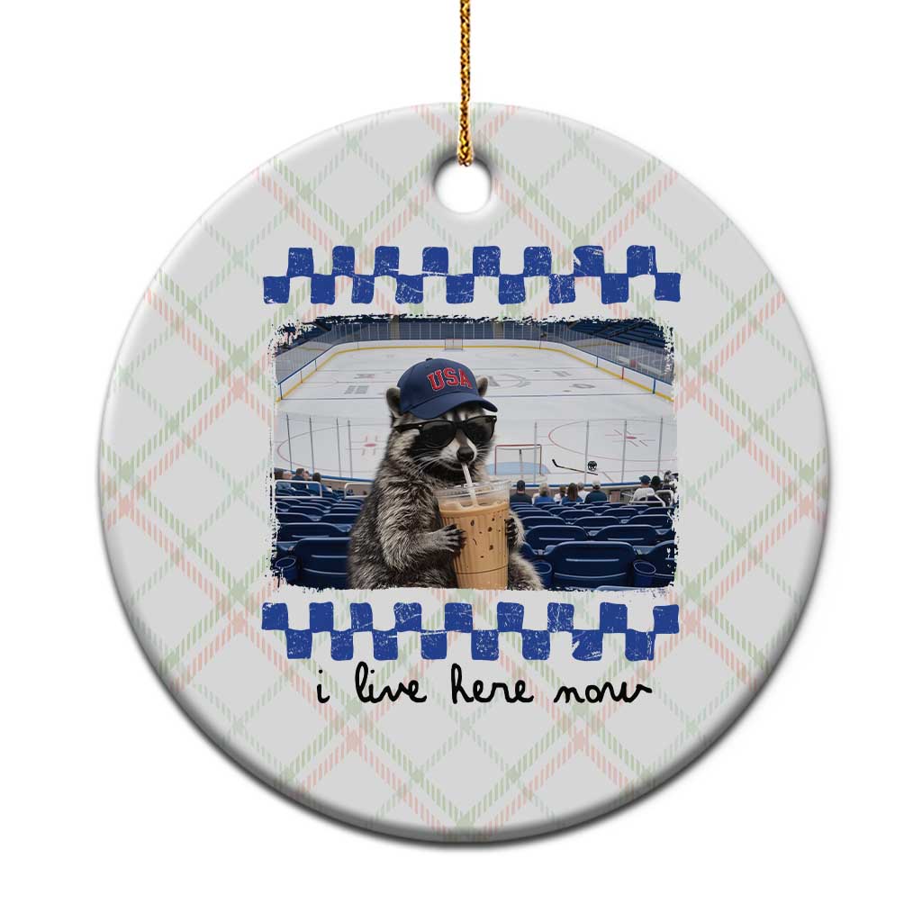 Hockey Mom Raccoon Iced Coffee Ceramic Ornament I Live Here Now TS14 1pc Christmas Plaid Print Your Wear