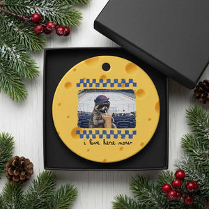 Hockey Mom Raccoon Iced Coffee Ceramic Ornament I Live Here Now TS14 1pc Yellow Cheese Print Your Wear