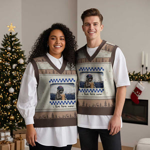 Hockey Mom Raccoon Iced Coffee V-Neck Knit Sweater Vest I Live Here Now TS14 Mocha Mousse Print Your Wear