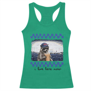 Hockey Mom Raccoon Iced Coffee Racerback Tank Top I Live Here Now TS14 Irish Green Print Your Wear