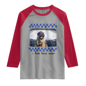 Hockey Mom Raccoon Iced Coffee Raglan Shirt I Live Here Now TS14 Sport Gray Red Print Your Wear