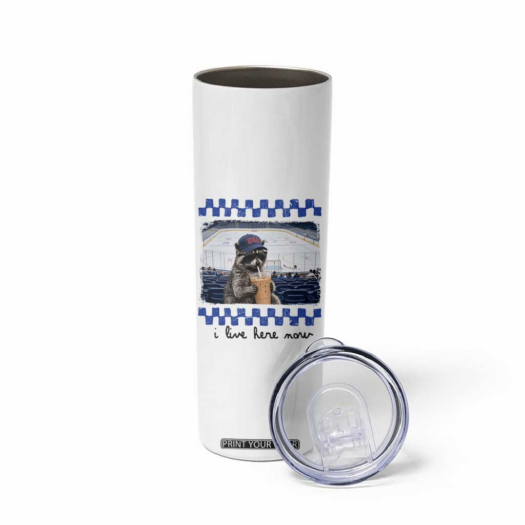 Hockey Mom Raccoon Iced Coffee Skinny Tumbler I Live Here Now TS14 Print Your Wear