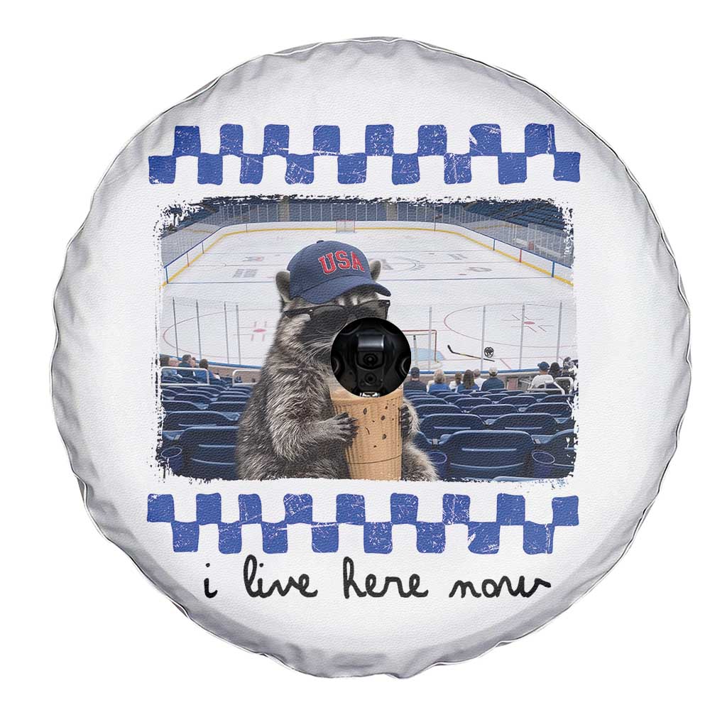 Hockey Mom Raccoon Iced Coffee Spare Tire Cover I Live Here Now TS14 Print Your Wear