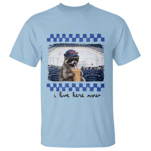 Hockey Mom Raccoon Iced Coffee T Shirt I Live Here Now TS14 Light Blue Print Your Wear