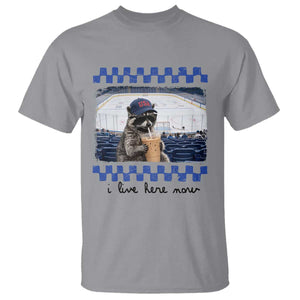 Hockey Mom Raccoon Iced Coffee T Shirt I Live Here Now TS14 Sport Gray Print Your Wear