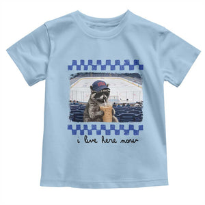 Hockey Mom Raccoon Iced Coffee Toddler T Shirt I Live Here Now TS14 Light Blue Print Your Wear