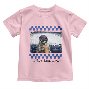 Hockey Mom Raccoon Iced Coffee Toddler T Shirt I Live Here Now TS14 Light Pink Print Your Wear