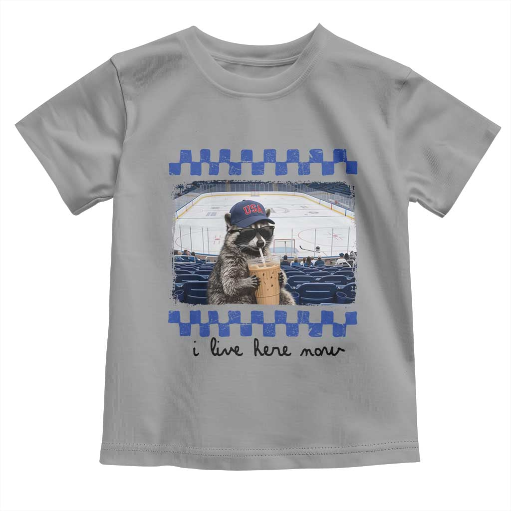 Hockey Mom Raccoon Iced Coffee Toddler T Shirt I Live Here Now TS14 Sport Gray Print Your Wear