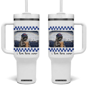 Hockey Mom Raccoon Iced Coffee Tumbler With Handle I Live Here Now TS14 One Size: 40 oz White Print Your Wear