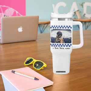 Hockey Mom Raccoon Iced Coffee Tumbler With Handle I Live Here Now TS14 Print Your Wear