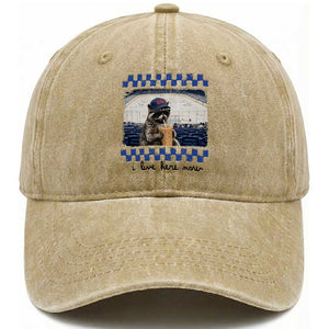 Hockey Mom Raccoon Iced Coffee Washed Cotton Baseball Cap I Live Here Now TS14 Print Your Wear