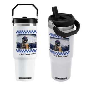 Hockey Mom Raccoon Iced Coffee Flip Straw Tumbler I Live Here Now TS14 One Size: 30 oz White Print Your Wear