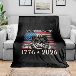 250 Years Faith and Freedom Christian Throw Blanket Jesus Hockey Player 4th of July American Flag TS14 Print Your Wear