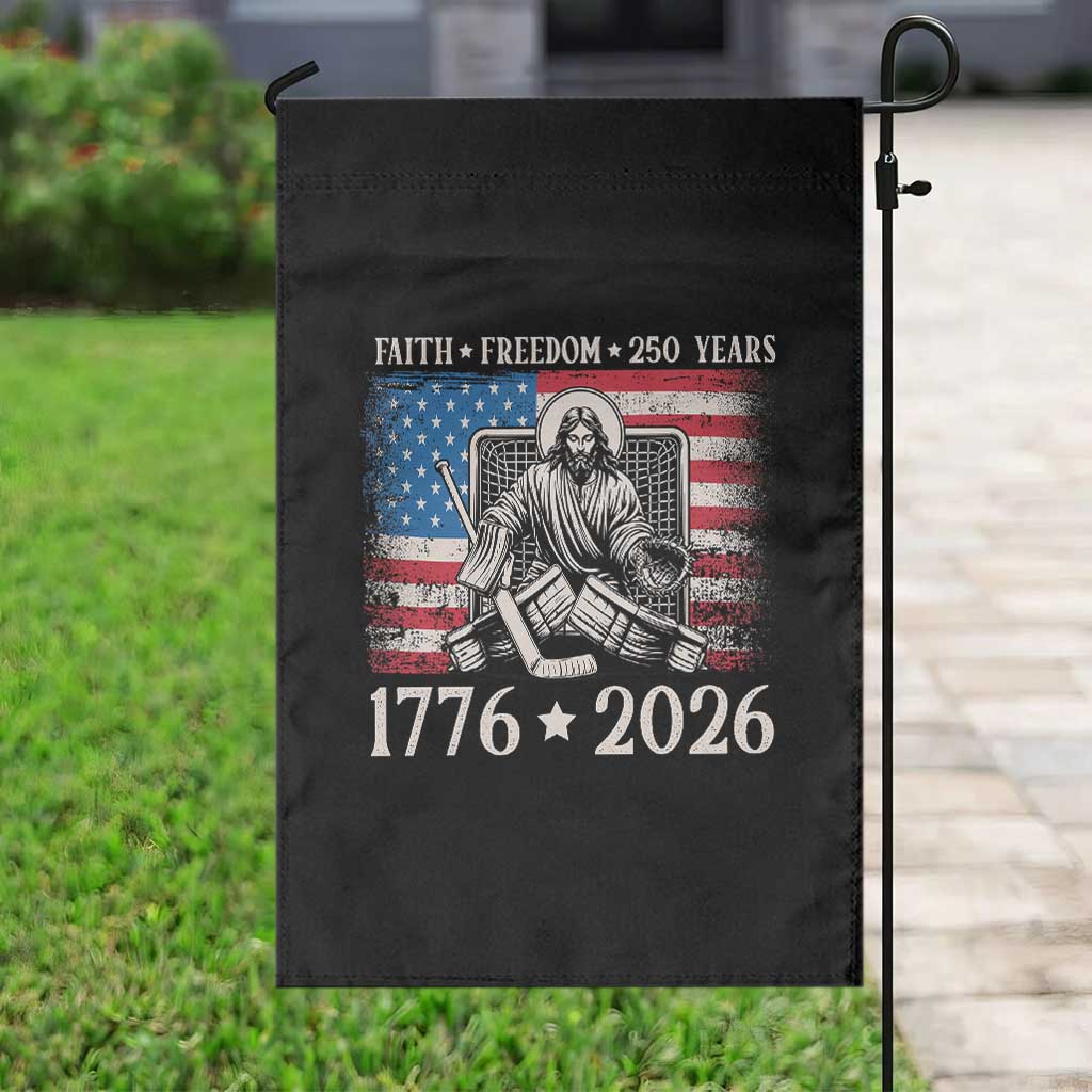 250 Years Faith and Freedom Christian Garden Flag Jesus Hockey Player 4th of July American Flag TS14 Print Your Wear