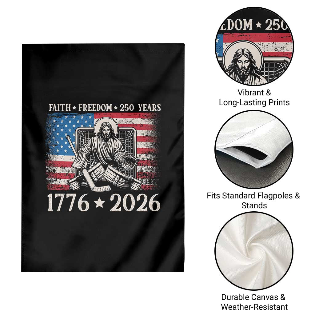 250 Years Faith and Freedom Christian Garden Flag Jesus Hockey Player 4th of July American Flag TS14 Print Your Wear