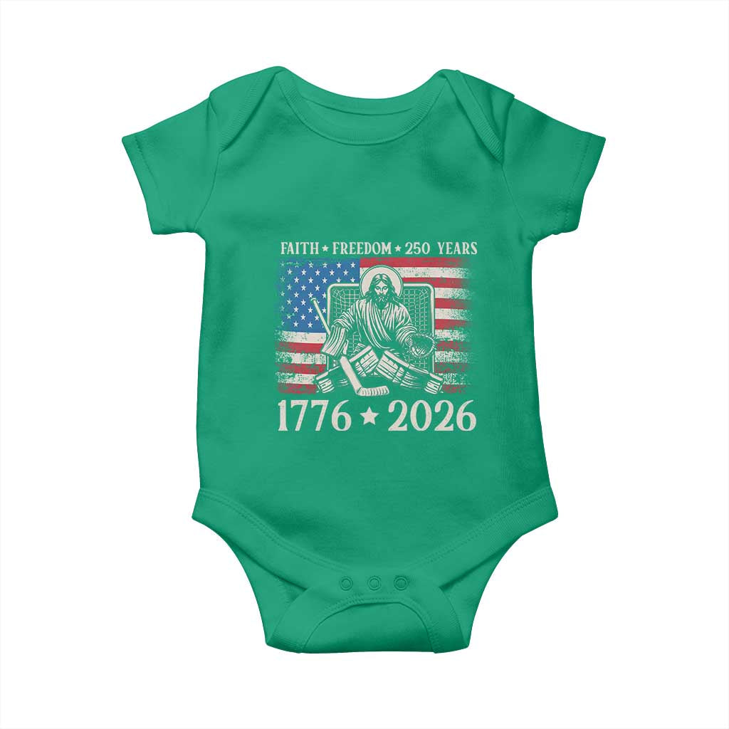 250 Years Faith and Freedom Christian Baby Onesie Jesus Hockey Player 4th of July American Flag TS14 Irish Green Print Your Wear