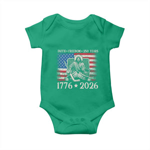 250 Years Faith and Freedom Christian Baby Onesie Jesus Hockey Player 4th of July American Flag TS14 Irish Green Print Your Wear