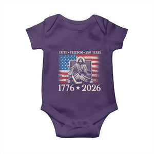 250 Years Faith and Freedom Christian Baby Onesie Jesus Hockey Player 4th of July American Flag TS14 Purple Print Your Wear