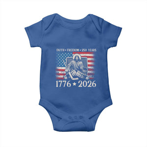 250 Years Faith and Freedom Christian Baby Onesie Jesus Hockey Player 4th of July American Flag TS14 Royal Blue Print Your Wear