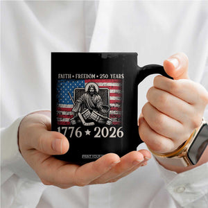 250 Years Faith and Freedom Christian Coffee Mug Jesus Hockey Player 4th of July American Flag TS14 Print Your Wear