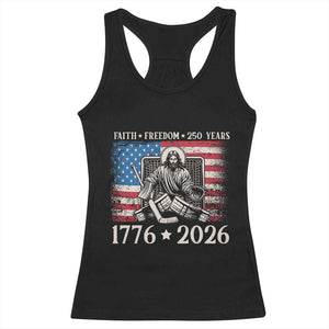 250 Years Faith and Freedom Christian Racerback Tank Top Jesus Hockey Player 4th of July American Flag TS14 Black Print Your Wear