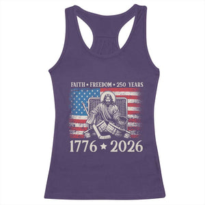 250 Years Faith and Freedom Christian Racerback Tank Top Jesus Hockey Player 4th of July American Flag TS14 Purple Print Your Wear