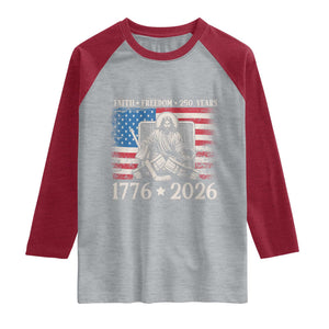 250 Years Faith and Freedom Christian Raglan Shirt Jesus Hockey Player 4th of July American Flag TS14 Heather Gray Heather Red Print Your Wear