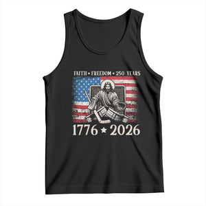 250 Years Faith and Freedom Christian Tank Top Jesus Hockey Player 4th of July American Flag TS14 Black Print Your Wear