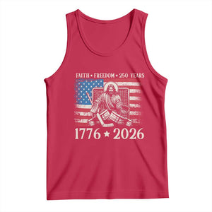 250 Years Faith and Freedom Christian Tank Top Jesus Hockey Player 4th of July American Flag TS14 Red Print Your Wear