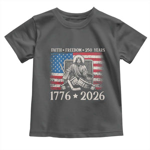 250 Years Faith and Freedom Christian Toddler T Shirt Jesus Hockey Player 4th of July American Flag TS14 Dark Heather Print Your Wear