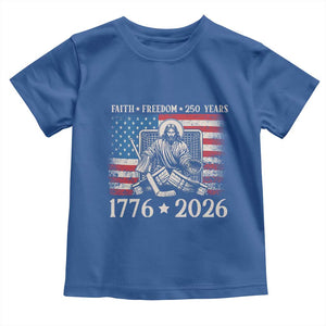 250 Years Faith and Freedom Christian Toddler T Shirt Jesus Hockey Player 4th of July American Flag TS14 Royal Blue Print Your Wear